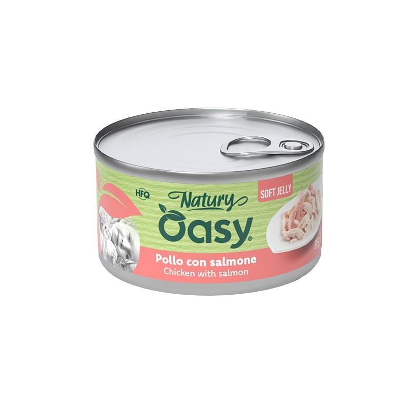 Oasy Wet Cat Natury Soft Jelly Pollo con Salmone per Gatti Adulti 85g Oasy Wet Cat Natury Soft Jelly Pollo con Salmone per Gatti Adulti 85g