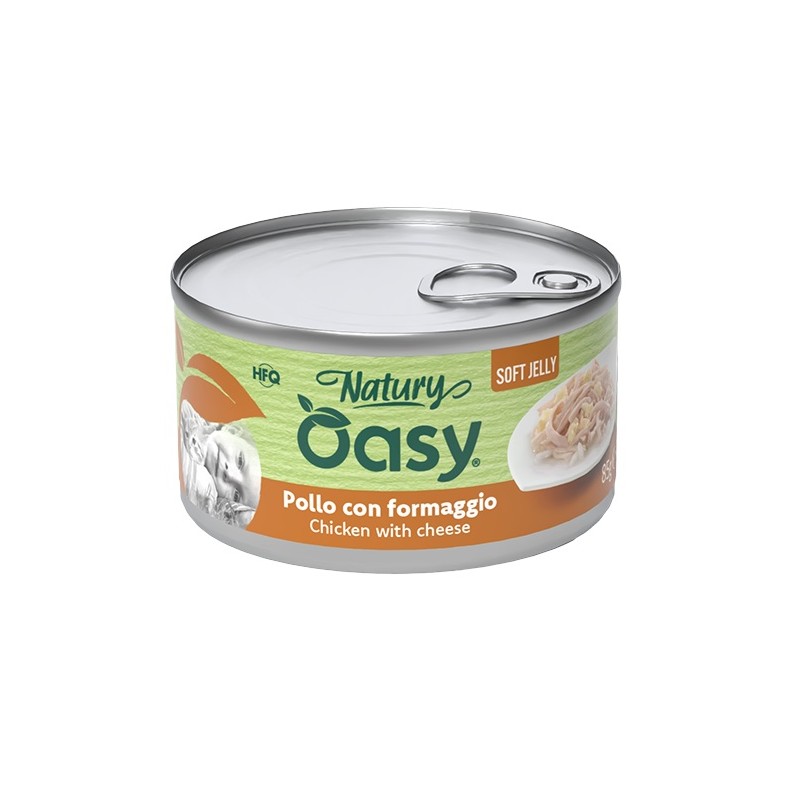 Oasy Wet Cat Natury Soft Jelly Pollo con Formaggio per Gatti Adulti 85g Oasy Wet Cat Natury Soft Jelly Pollo con Formaggio per Gatti Adulti 85g