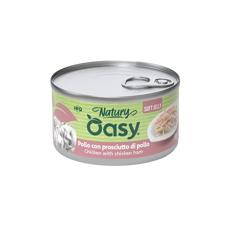 Oasy Wet Cat Natury Soft Jelly Pollo con Prosciutto di Pollo per Gatti Adulti in Gelatina 85 g Oasy Wet Cat Natury Soft Jelly Pollo con Prosciutto di Pollo per Gatti Adulti in Gelatina 85 g
