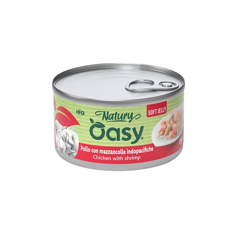Oasy Wet Cat Natury Soft Jelly Pollo con Mazzancolle per Gatti Adulti in Gelatina 85 g Oasy Wet Cat Natury Soft Jelly Pollo con Mazzancolle per Gatti Adulti in Gelatina 85 g