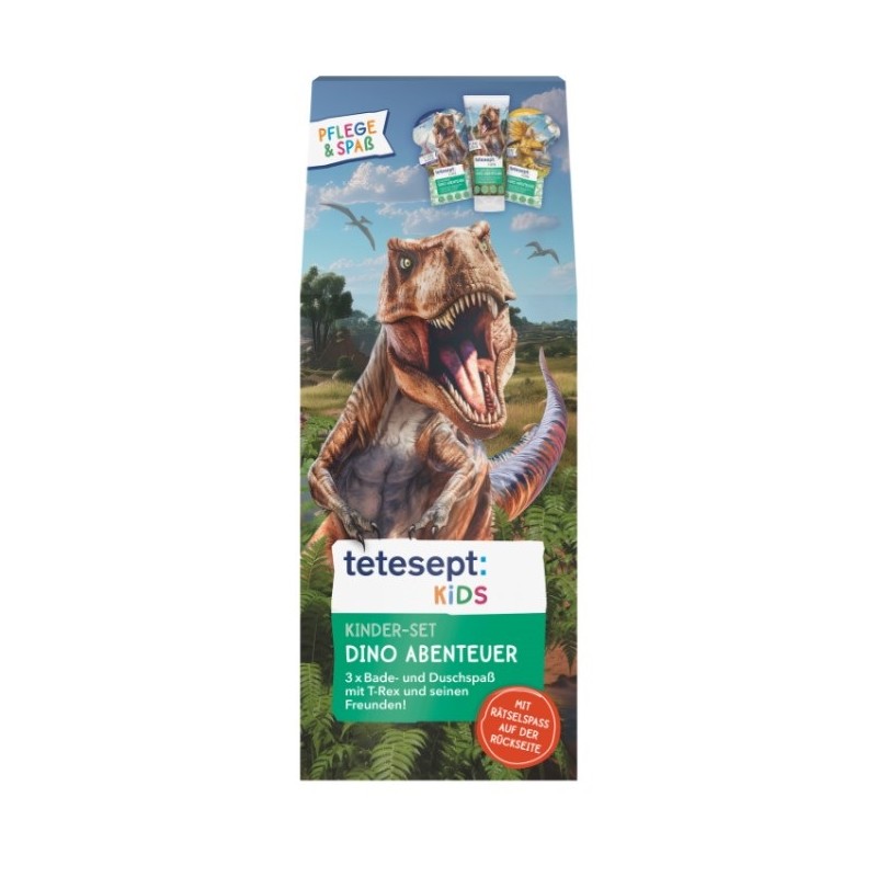 Tete Set Regalo Avventura Dino per Bagno Divertente e Sicuro Bambini 2x40ml + 200ml Tete Set Regalo Avventura Dino per Bagno Divertente e Sicuro Bambini 2x40ml + 200ml