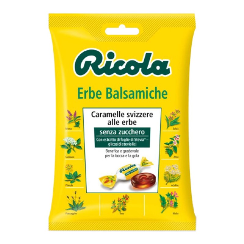 Formato di Ricola Caramelle Erbe Balsamiche senza zucchero per Gola e Alito Fresco 70g Formato di Ricola Caramelle Erbe Balsamiche senza zucchero per Gola e Alito Fresco 70g