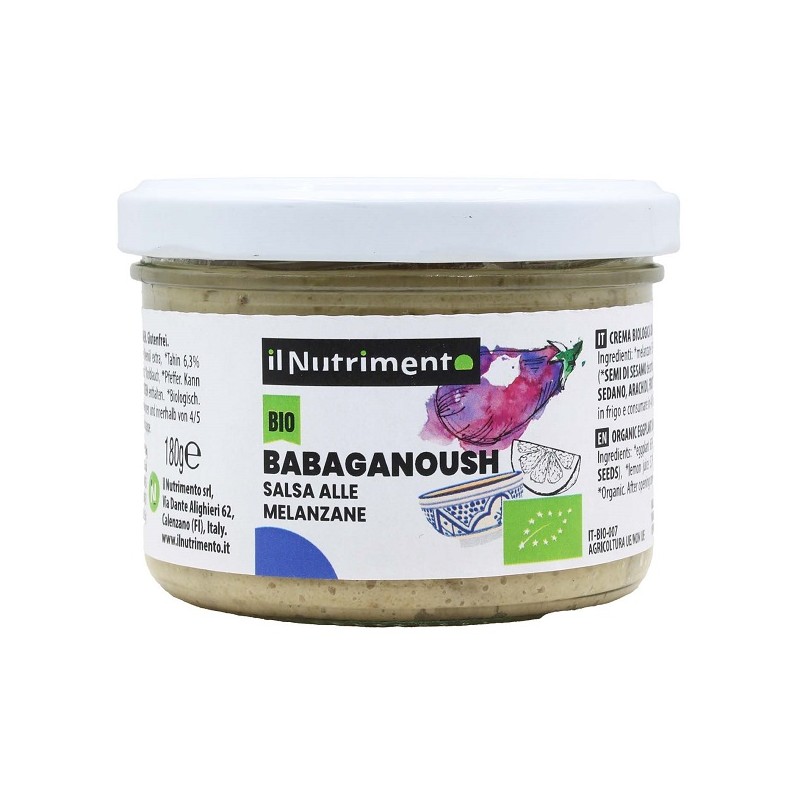 Il Nutrimento Babaganoush Salsa Alle Melanzane 180 g, Condimento Sano e Gustoso Il Nutrimento Babaganoush Salsa Alle Melanzane 180 g, Condimento Sano e Gustoso