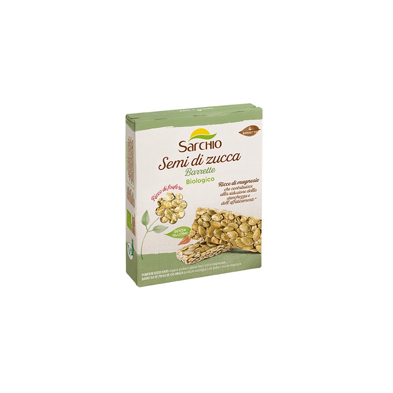 Barrette Semi Zucca Sarchio snack energetico senza glutine 4x20g Barrette Semi Zucca Sarchio snack energetico senza glutine 4x20g