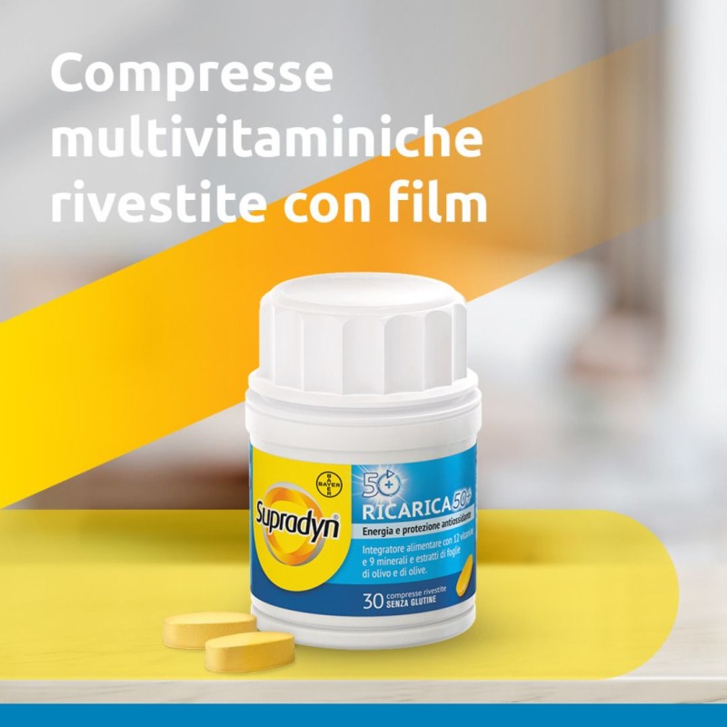 Confezione commerciale diSupradyn Ricarica 50+ Integratore Vitamine e Minerali 30 Compresse Confezione commerciale diSupradyn Ricarica 50+ Integratore Vitamine e Minerali 30 Compresse