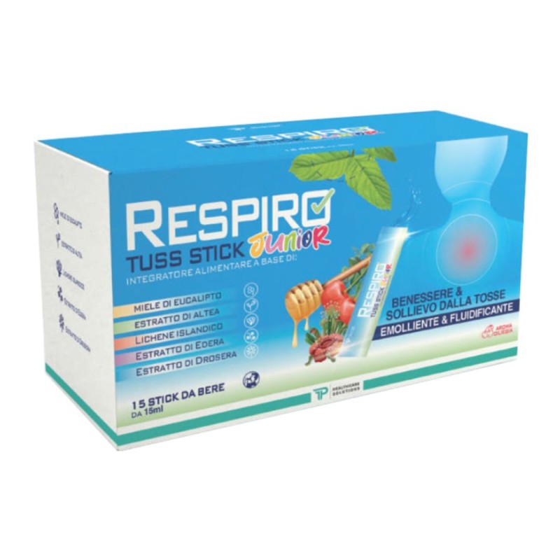 Formato di Respiro Tuss Junior Emolliente e Fluidificante Sollievo dalla Tosse 15 Stick da Bere Formato di Respiro Tuss Junior Emolliente e Fluidificante Sollievo dalla Tosse 15 Stick da Bere
