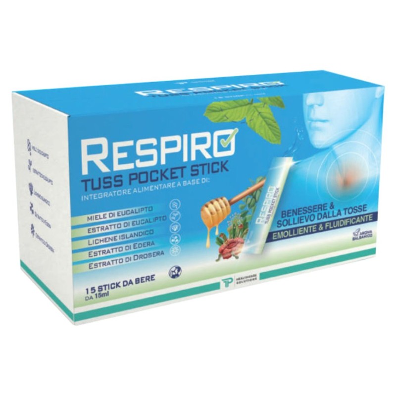 Formato di Respiro Tuss Pocket Integratore per Sollievo dalla Tosse 15 Stick da Bere