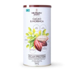Confezione sigillata di Wildfarm Vegan Protein Cacao & Moringa proteine vegetali in polvere per energia e metabolismo 600 g Confezione sigillata di Wildfarm Vegan Protein Cacao & Moringa proteine vegetali in polvere per energia e metabolismo 600 g