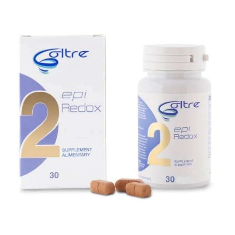 Confezione commerciale diEpiredox 2 integratore antiossidante per difese immunitarie e controllo peso 30 compresse
