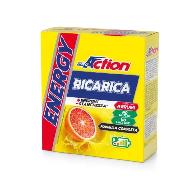Scatola originale del prodotto Proaction Energy Ricarica Energizzante per Recupero Muscolare 10 Buste da 10 g Scatola originale del prodotto Proaction Energy Ricarica Energizzante per Recupero Muscolare 10 Buste da 10 g