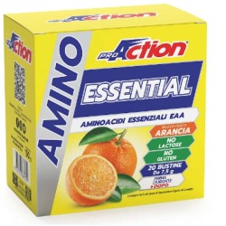 Packaging integro del prodotto ProAction Amino Essential integratore per recupero muscolare 20 bustine Packaging integro del prodotto ProAction Amino Essential integratore per recupero muscolare 20 bustine