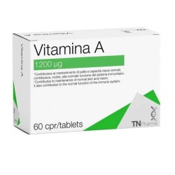 Confezione commerciale diTn Pharma Tsunami Vitamina A Integratore Antiossidante per Pelle, Vista e Difese Immunitarie 60 Compres