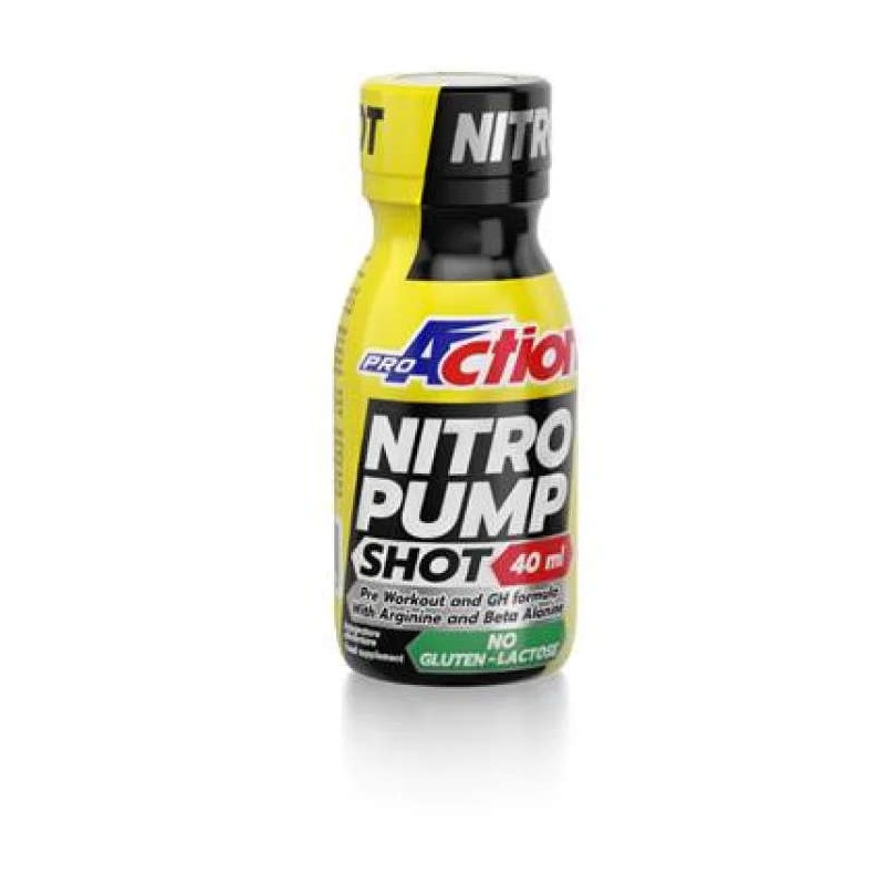 Foto esplicativa di ProAction Nitro Pump Shot integratore energetico pre-workout per energia e resistenza 40ml Foto esplicativa di ProAction Nitro Pump Shot integratore energetico pre-workout per energia e resistenza 40ml