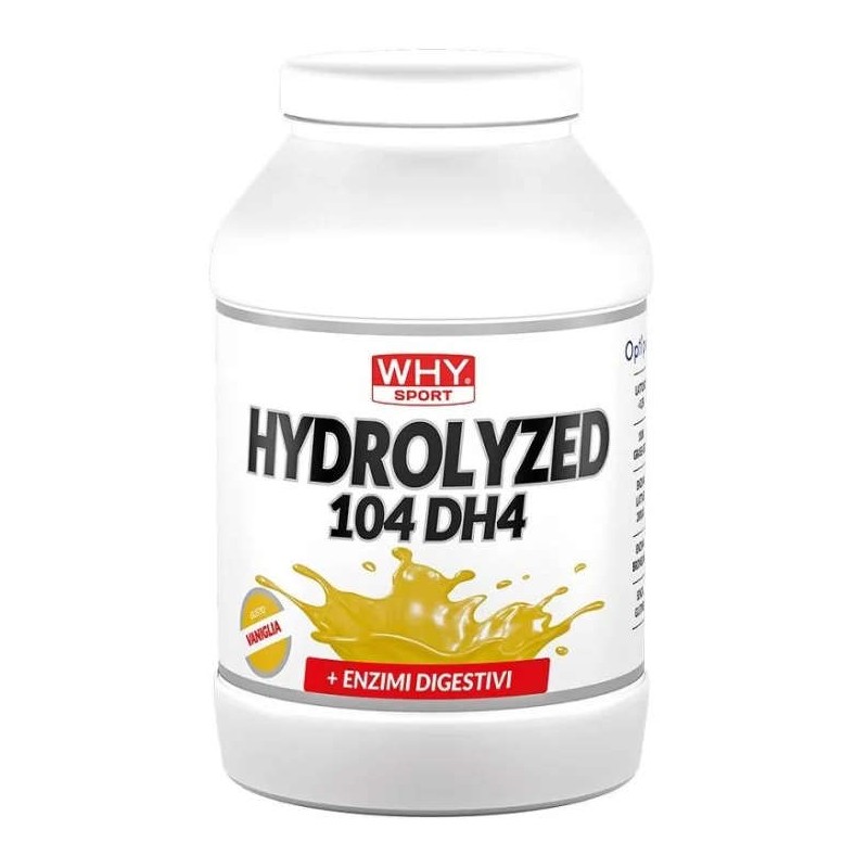 Pack ufficiale del prodotto Whysport Hydrolyzed 104 Dh4 Vaniglia Proteine Idrolizzate per Recupero Muscolare 900 g