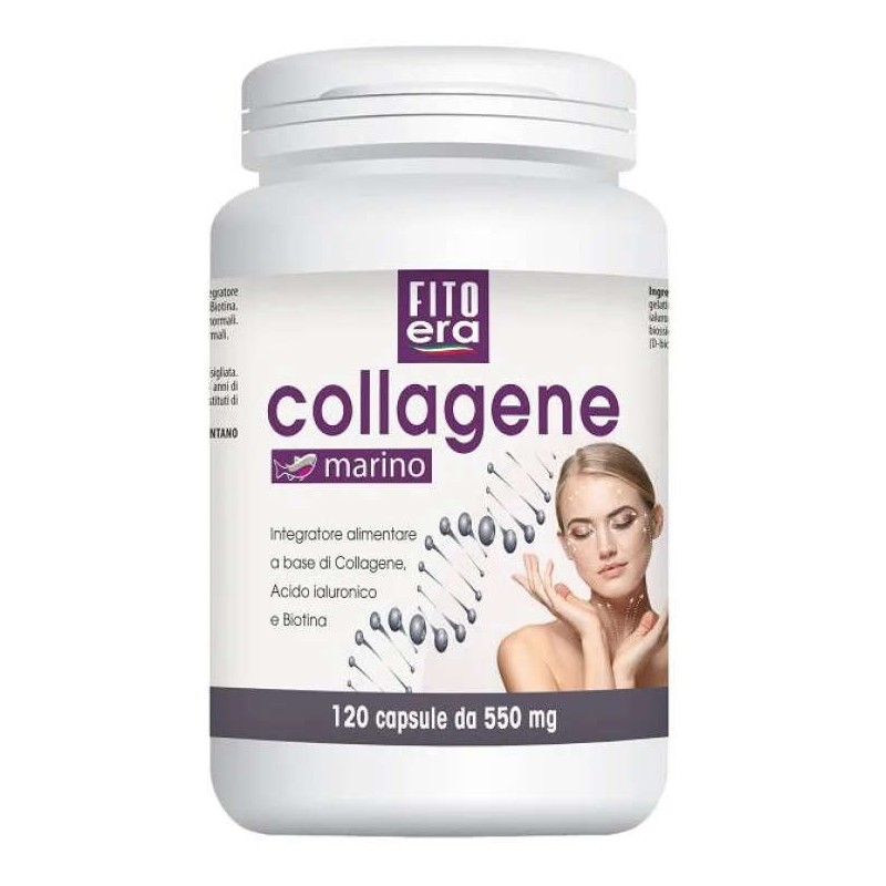 Packaging del prodotto Fitoera Collagene Marino Integratore con Acido Ialuronico per Pelle, Capelli e Ossa 120 Capsule Packaging del prodotto Fitoera Collagene Marino Integratore con Acido Ialuronico per Pelle, Capelli e Ossa 120 Capsule