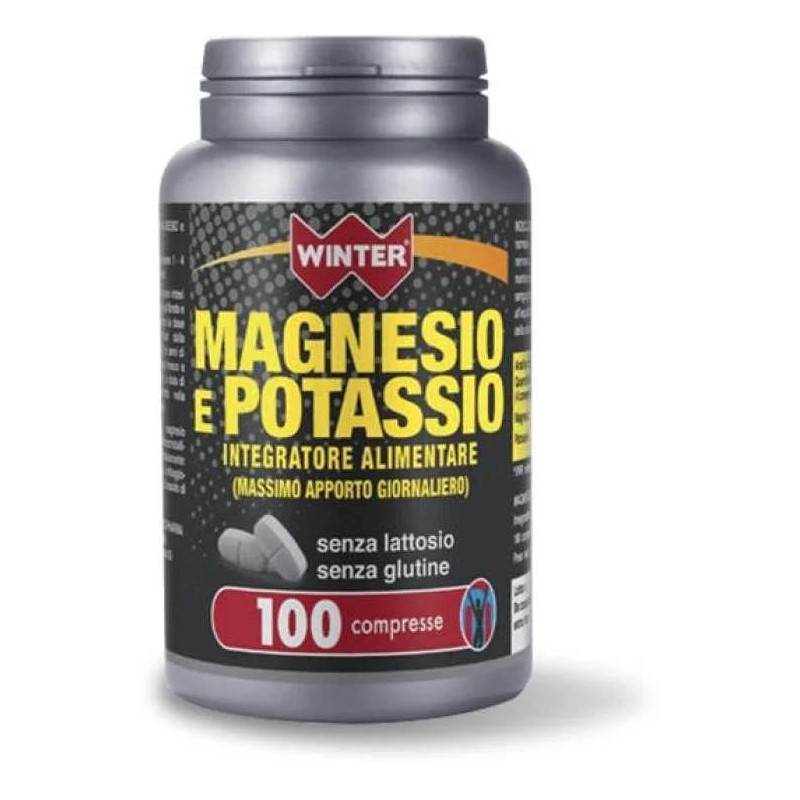 Foto illustrativa del packaging di Winter Magnesio e Potassio Integratore contro stanchezza 100 compresse Foto illustrativa del packaging di Winter Magnesio e Potassio Integratore contro stanchezza 100 compresse