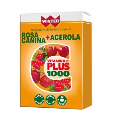 Confezione sigillata di Winter Vitamina C Plus 1000 Rosa Canina e Acerola per Difese Immunitarie 32 Compresse Masticabili