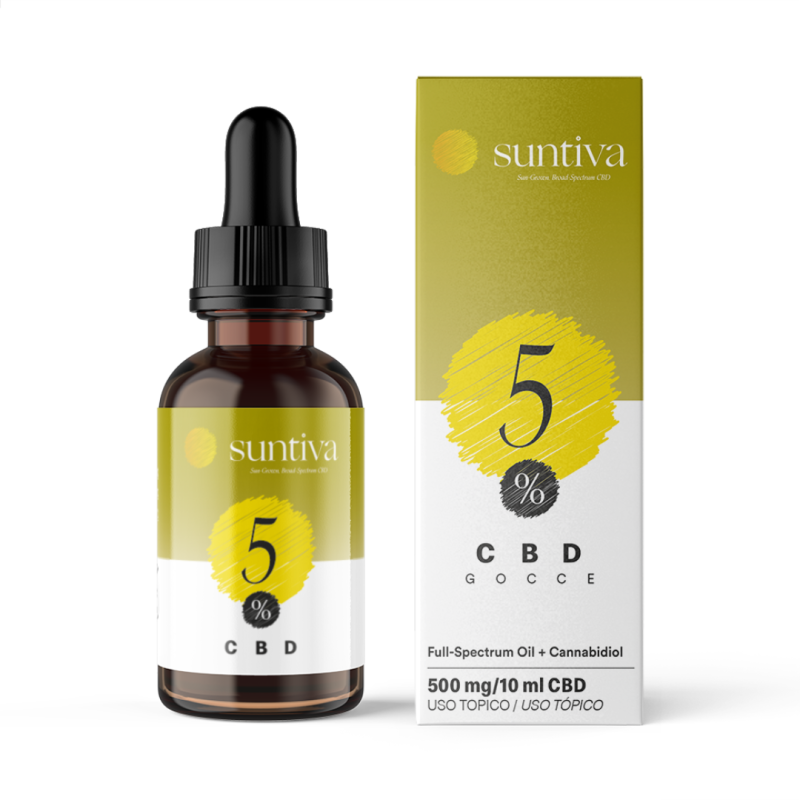 flaconcino di Suntiva 5% CBD Azione Energizzante Gocce Uso Topico 10ml flaconcino di Suntiva 5% CBD Azione Energizzante Gocce Uso Topico 10ml