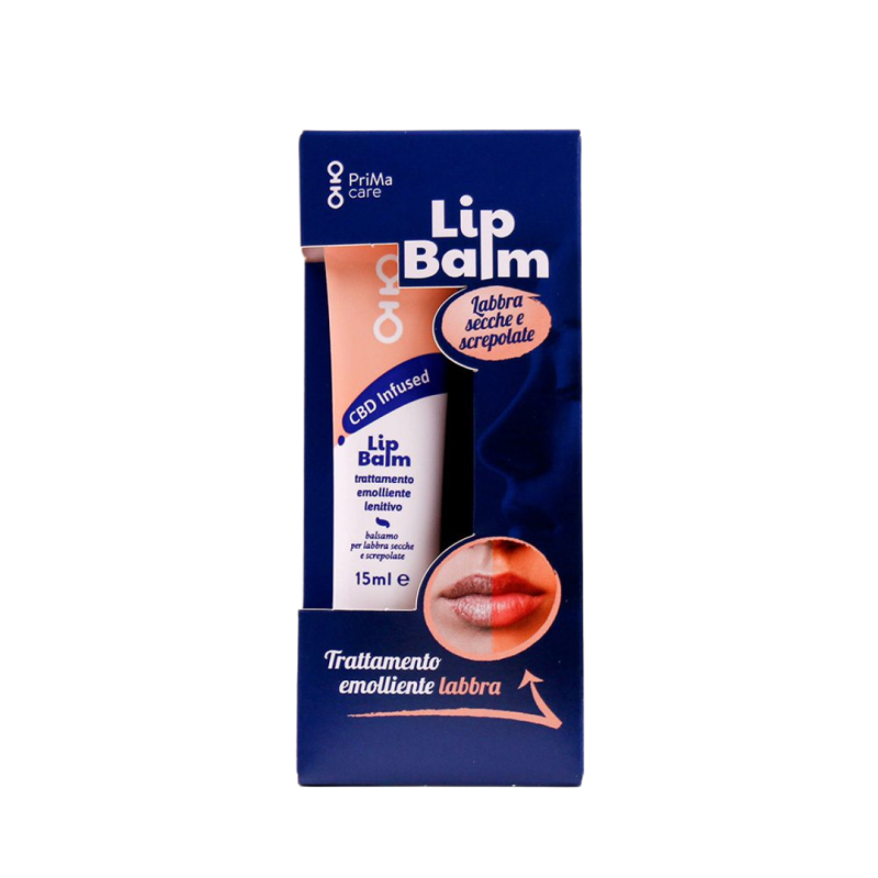 confezione di Prima Lip Balm Burro Cacao con CBD per Labbra Secche e Screpolate 15ml