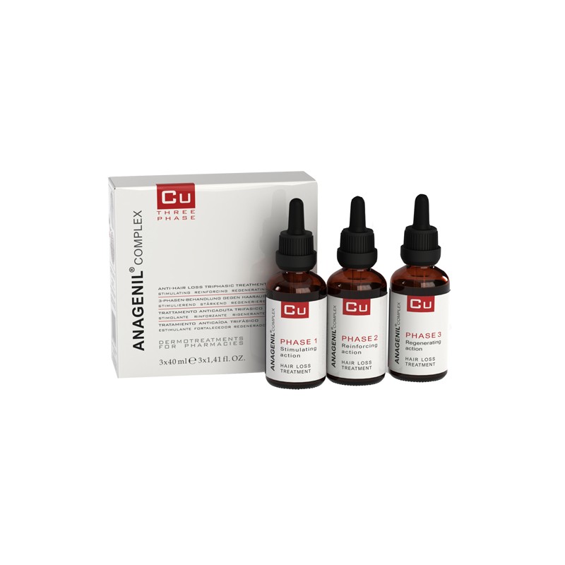 Confezione commerciale diVpa Cu123 Anagenil Complex Trifasico trattamento anticaduta capelli 3x40 ml