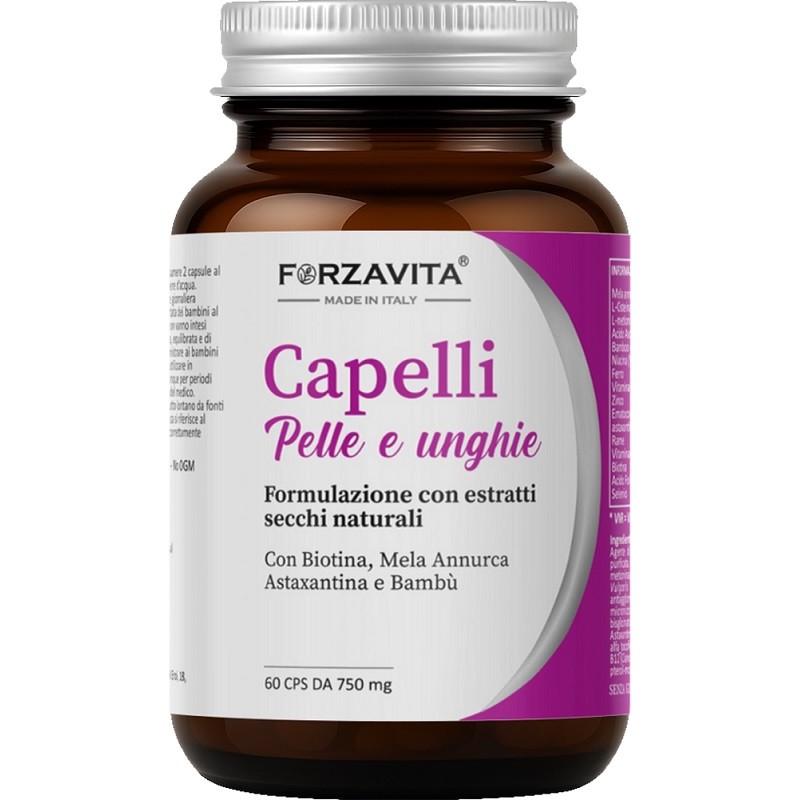 Dettaglio del packaging di Forzavita Capelli Pelle Unghie integratore rinforzante per capelli, pelle e unghie 60 capsule