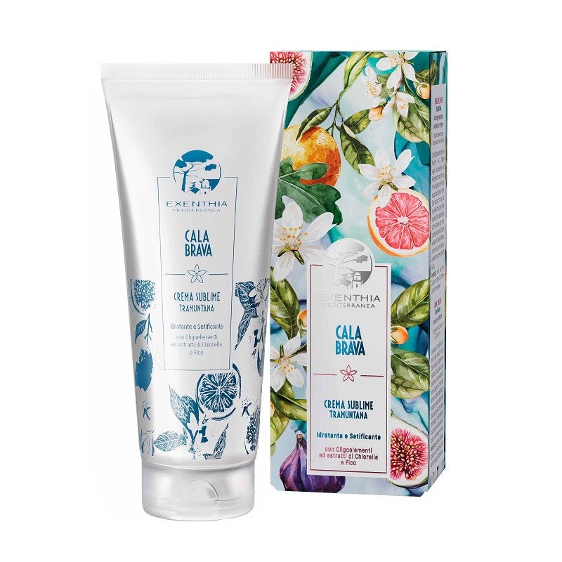 Dettaglio del packaging di Exenthia Mediterranea Cala Brava Crema Sublime idratante corpo 200 ml Dettaglio del packaging di Exenthia Mediterranea Cala Brava Crema Sublime idratante corpo 200 ml