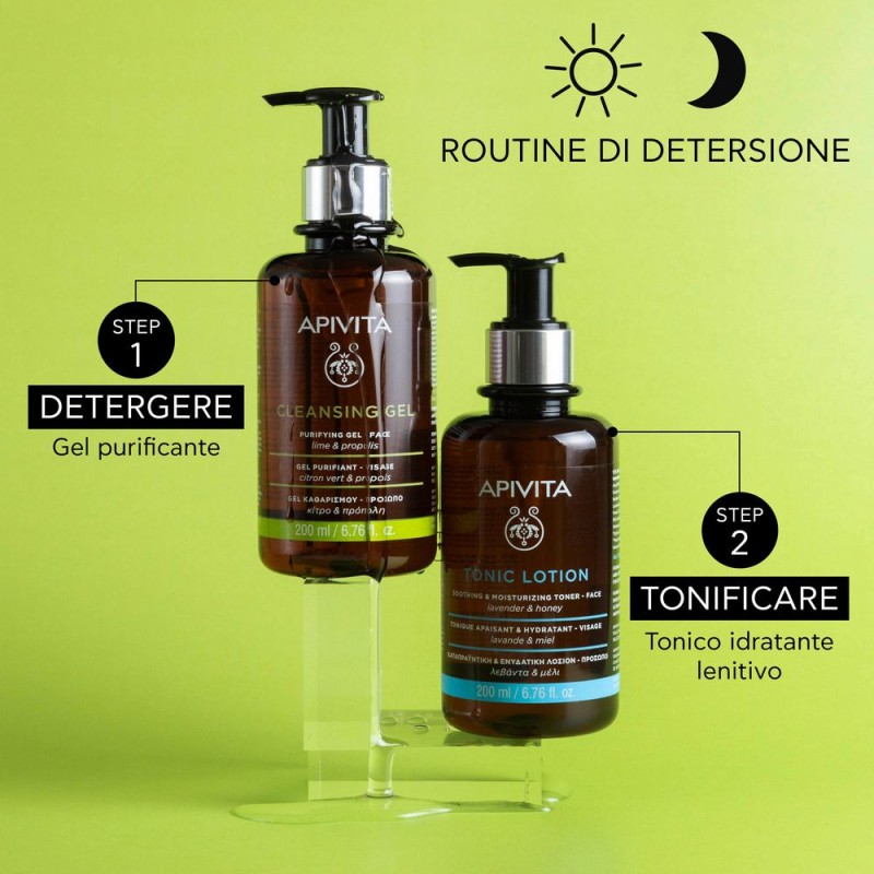 Primo piano di Apivita Face Cleansing Gel Purificante Viso Detergente 200ml Primo piano di Apivita Face Cleansing Gel Purificante Viso Detergente 200ml