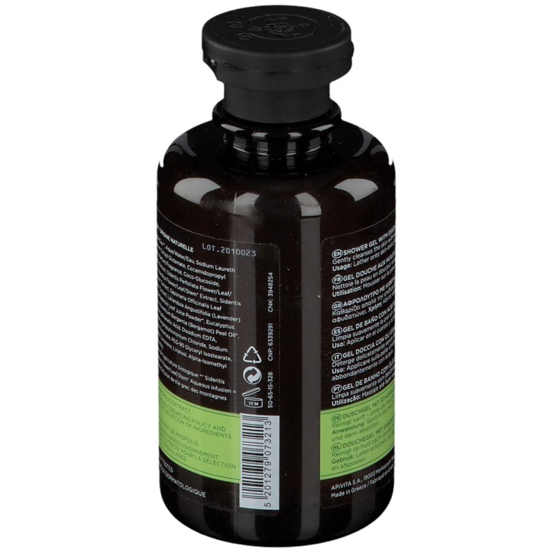 Dettaglio del packaging di Apivita Gel Doccia con Olii Essenziali Tonificante 250ml Dettaglio del packaging di Apivita Gel Doccia con Olii Essenziali Tonificante 250ml
