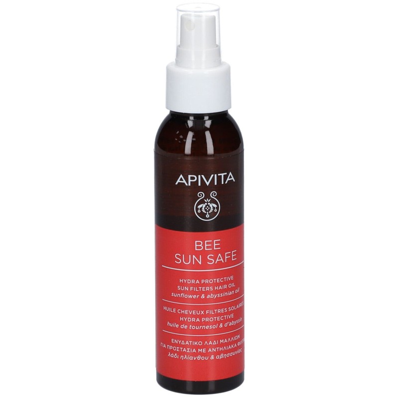 Dettaglio del packaging di Apivita Bee Sun Safe Hair Oil Olio Capelli Protettivo 100ml