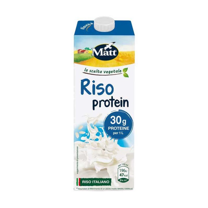Confezione originale di Matt Riso Protein Bevanda Vegetale Senza Glutine 1L Ricca di Proteine Confezione originale di Matt Riso Protein Bevanda Vegetale Senza Glutine 1L Ricca di Proteine