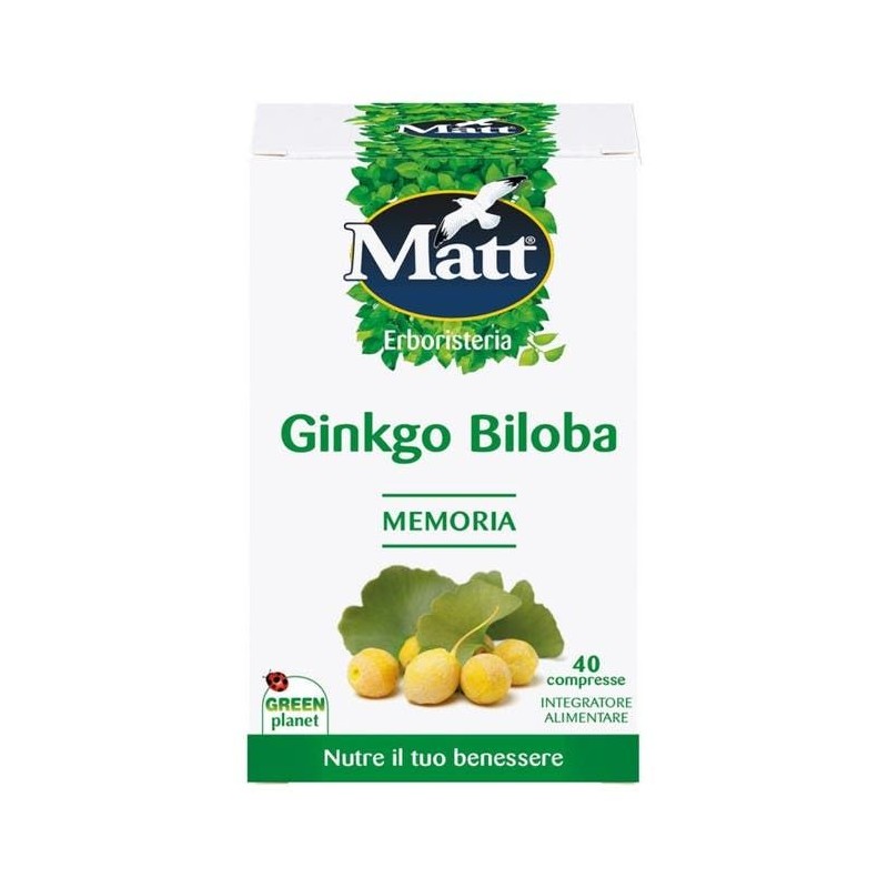Aspetto del prodotto Matt Erboristeria Ginkgo Biloba Integratore Memoria 40 Compresse Aspetto del prodotto Matt Erboristeria Ginkgo Biloba Integratore Memoria 40 Compresse