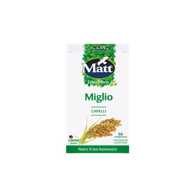 Scatola integra del prodotto Matt Erboristeria Miglio Integratore Capelli e Unghie 50 Compresse Scatola integra del prodotto Matt Erboristeria Miglio Integratore Capelli e Unghie 50 Compresse