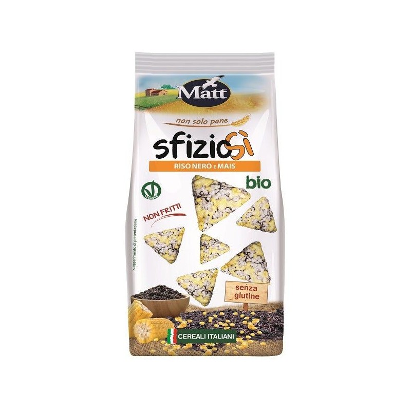 Foto della confezione di Matt Snack Sfiziosi Riso Nero/Mais Bio Snack Senza Glutine 60g Foto della confezione di Matt Snack Sfiziosi Riso Nero/Mais Bio Snack Senza Glutine 60g
