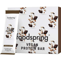 confezione completa di Foodspring Barretta Proteica Vegana Gusto Cioccolato e Mandorla 12 Pezzi x 60g