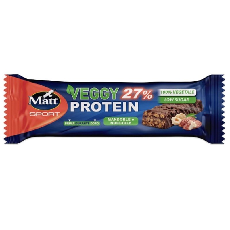 barretta Matt Veggy Protein 27% Barretta Proteica Mandorle e Nocciola 1 Pezzo barretta Matt Veggy Protein 27% Barretta Proteica Mandorle e Nocciola 1 Pezzo