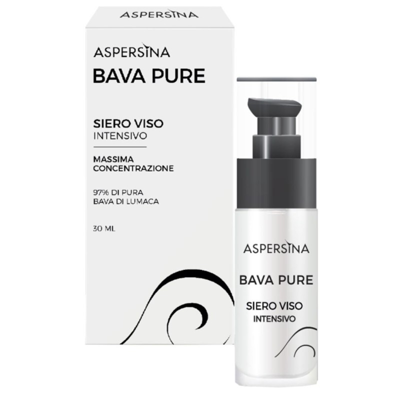 confezione e flacone di Aspersina Bava Pure Siero per Rigenerazione e Idratazione 30ml confezione e flacone di Aspersina Bava Pure Siero per Rigenerazione e Idratazione 30ml