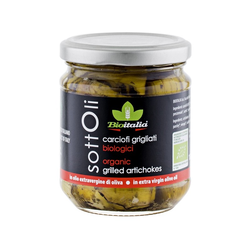 Bioitalia Carciofi Grigliati Bio in Olio Extra Vergine per Antipasti e Contorni 180g