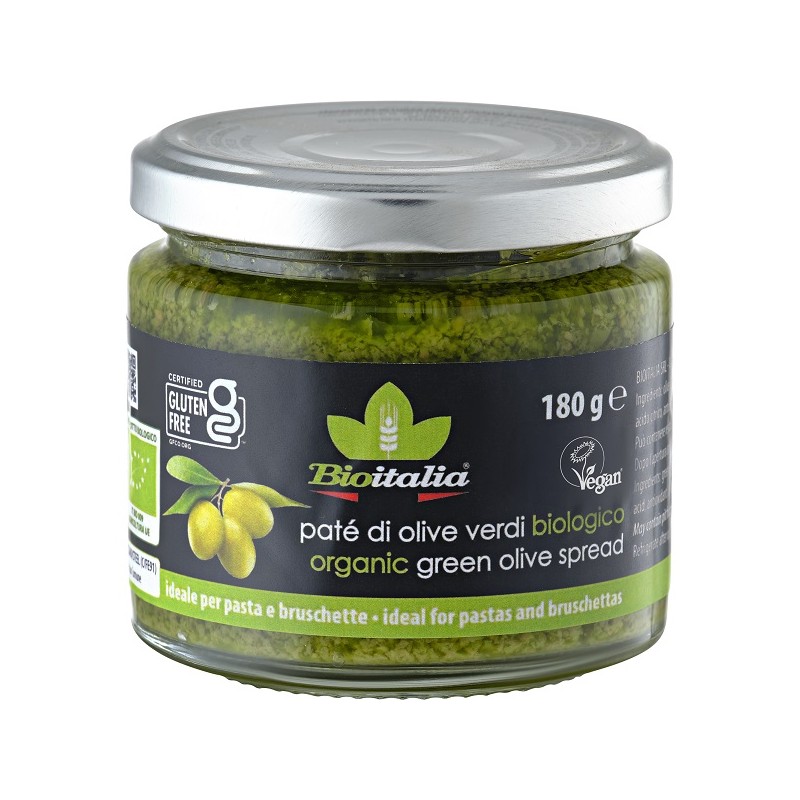 Bioitalia Patè di Olive Verdi Bio, patè biologico senza glutine 180g Bioitalia Patè di Olive Verdi Bio, patè biologico senza glutine 180g