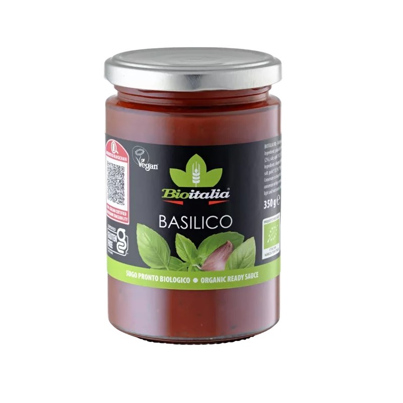 Bioitalia Sugo al Basilico Bio condimento biologico senza glutine vasetto 350 g