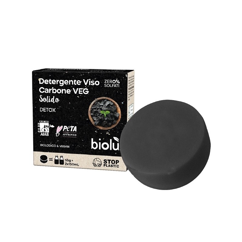 Biolu' Detergente Viso Bio Carbone purificante per pelli impure e sensibili 55 g Biolu' Detergente Viso Bio Carbone purificante per pelli impure e sensibili 55 g