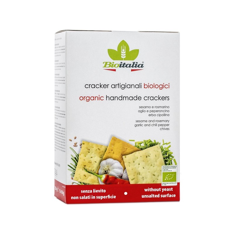 Bioitalia Crackers Bio Mix snack biologici artigianali in tre gusti 300 g Bioitalia Crackers Bio Mix snack biologici artigianali in tre gusti 300 g