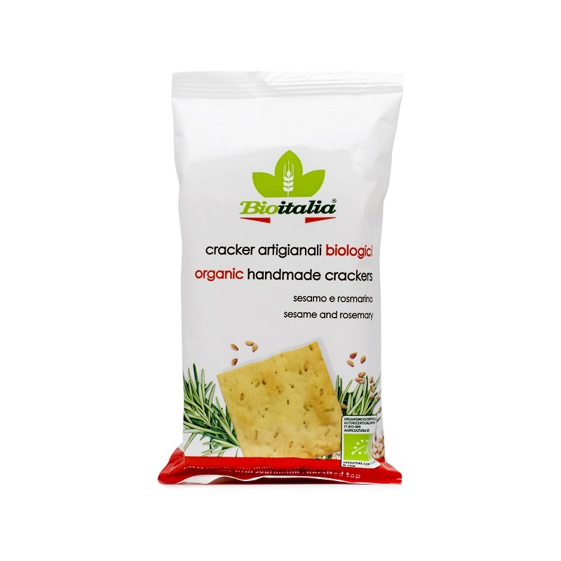 Bioitalia Crackers Bio Sesamo e Rosmarino snack sano e croccante 40 g Bioitalia Crackers Bio Sesamo e Rosmarino snack sano e croccante 40 g