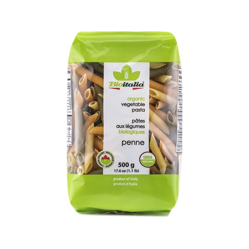 Bioitalia Penne Tricolore Bio pasta colorata biologica ricca di fibre 500 g