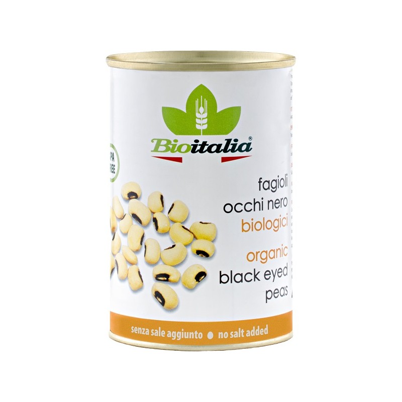 Bioitalia Fagioli Occhio Nero Bio per Zuppe e Insalate Barattolo 400 g Bioitalia Fagioli Occhio Nero Bio per Zuppe e Insalate Barattolo 400 g