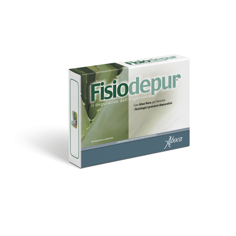 Packaging integro del prodotto Aboca Fisiodepur Integratore Alimentare 10 Flaconcini 15g