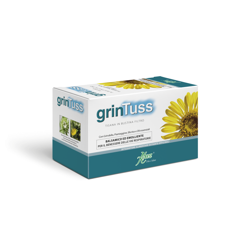 Scatola originale del prodotto Grintuss Tisana Integratore Vie Respiratorie 20 Bustine Scatola originale del prodotto Grintuss Tisana Integratore Vie Respiratorie 20 Bustine