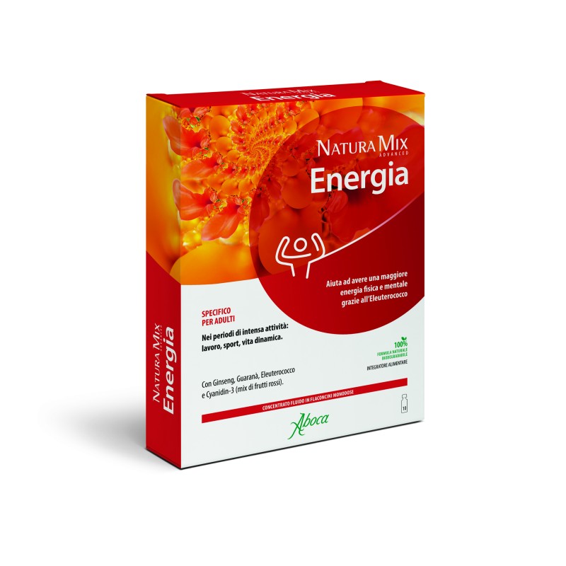 Foto illustrativa del packaging di Aboca Natura Mix Advanced Energia 10 Flaconcini Energizzanti Foto illustrativa del packaging di Aboca Natura Mix Advanced Energia 10 Flaconcini Energizzanti