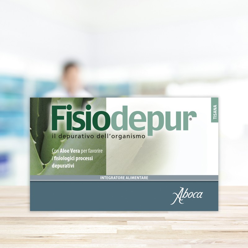 Primo piano di Aboca Fisiodepur Integratore Alimentare Depurativo Tisana 20 Bustine Primo piano di Aboca Fisiodepur Integratore Alimentare Depurativo Tisana 20 Bustine