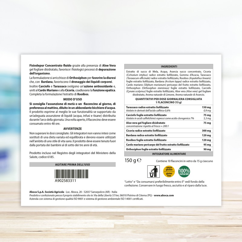 Foto esplicativa di Aboca Fisiodepur Integratore Alimentare 10 Flaconcini 15g