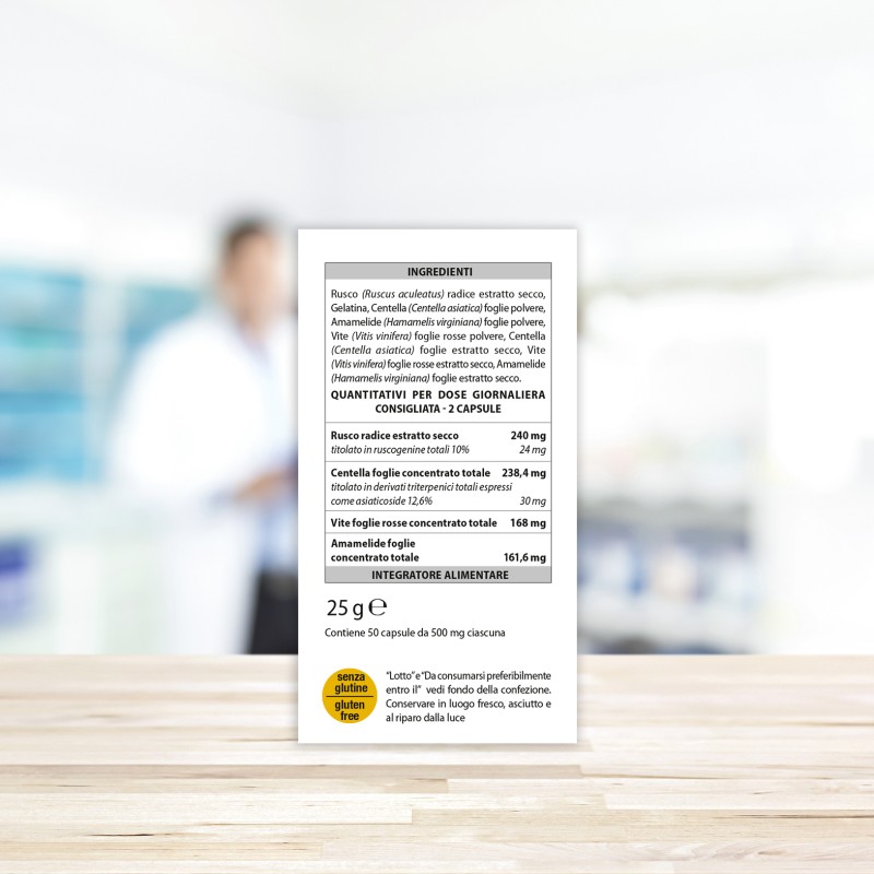Foto esplicativa di Aboca Ruscoven Plus Integratore per Microcircolo 50 Capsule da 500mg